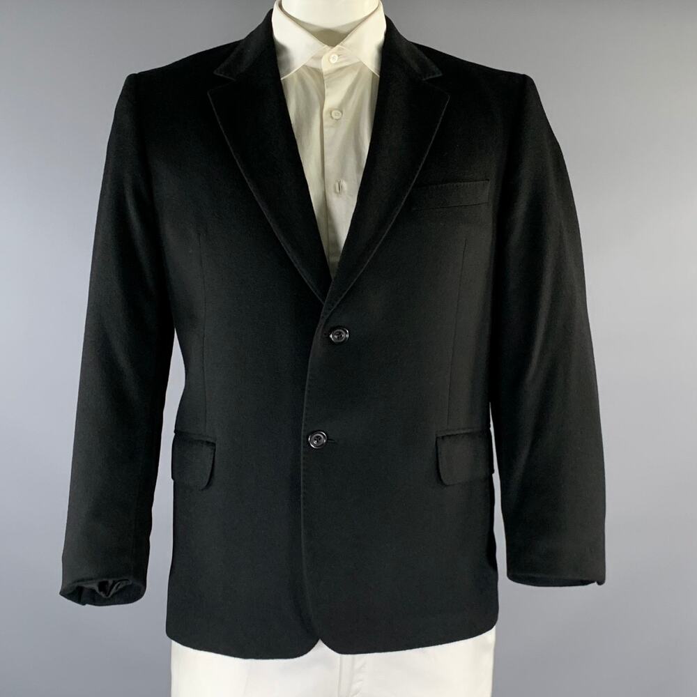 PETER PANOS Chest Size 44 Black Cashmere Notch Lapel Sport Coat
